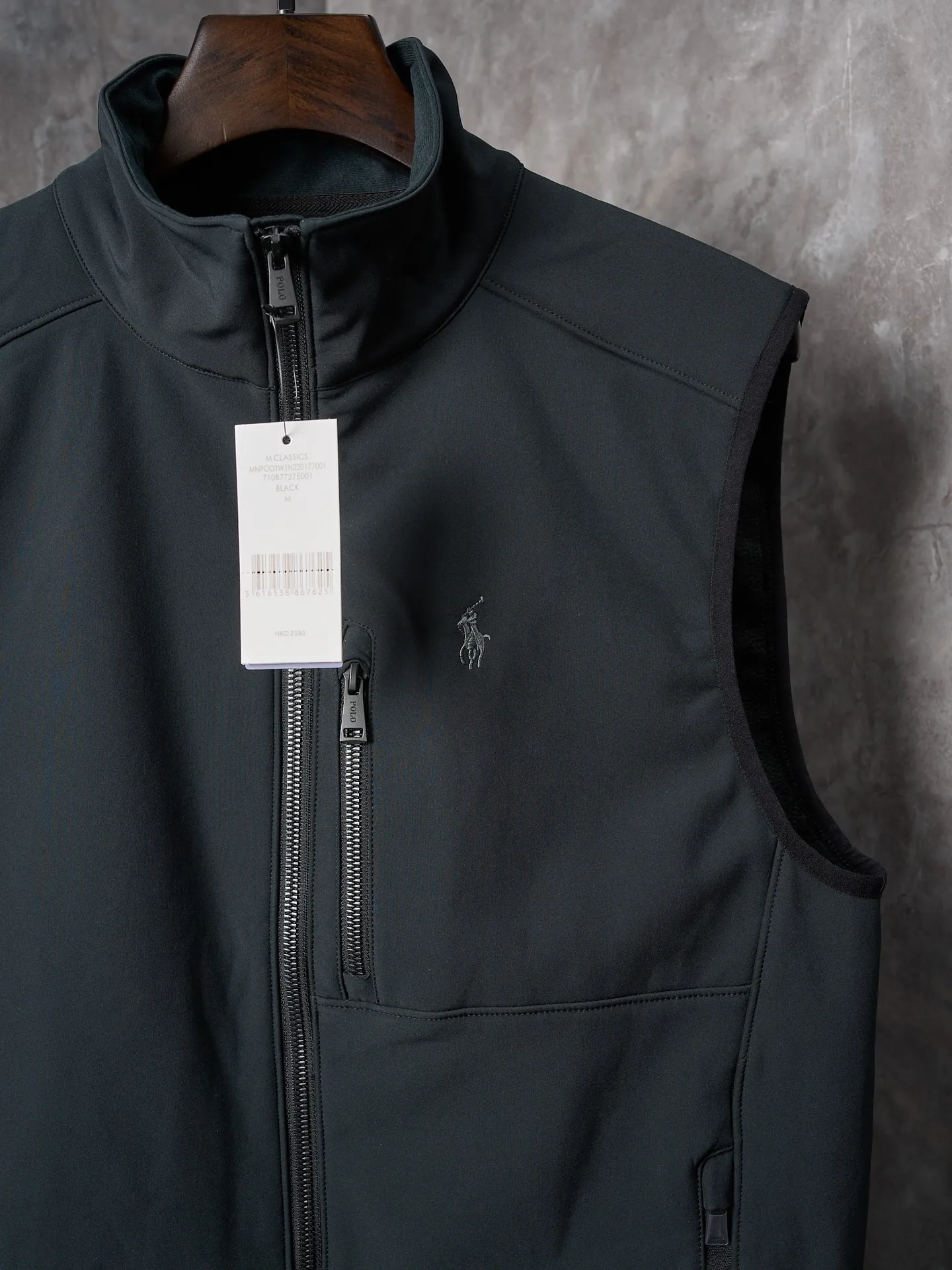 P380 Actual hanging auction】Ralph Lauren/Ralph Lauren technical fabric solid color logo embroidered zipper collar vest cardigan [Ready stock] XS S M L
